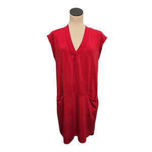 Anthropologie Dolan Left Coast Dress Womens Small Red Cap Sleeve V Neck‎ Pockets